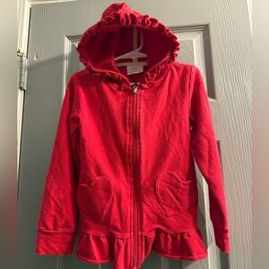 Tommy Bahama girls valentine front zippered jacket with hood & heart pockets.